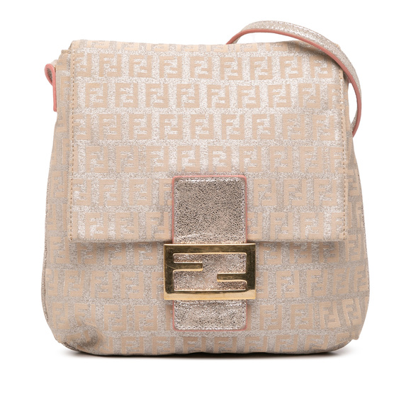 Pre-Loved Fendi Zucchino Metallic Canvas Flap Crossbody